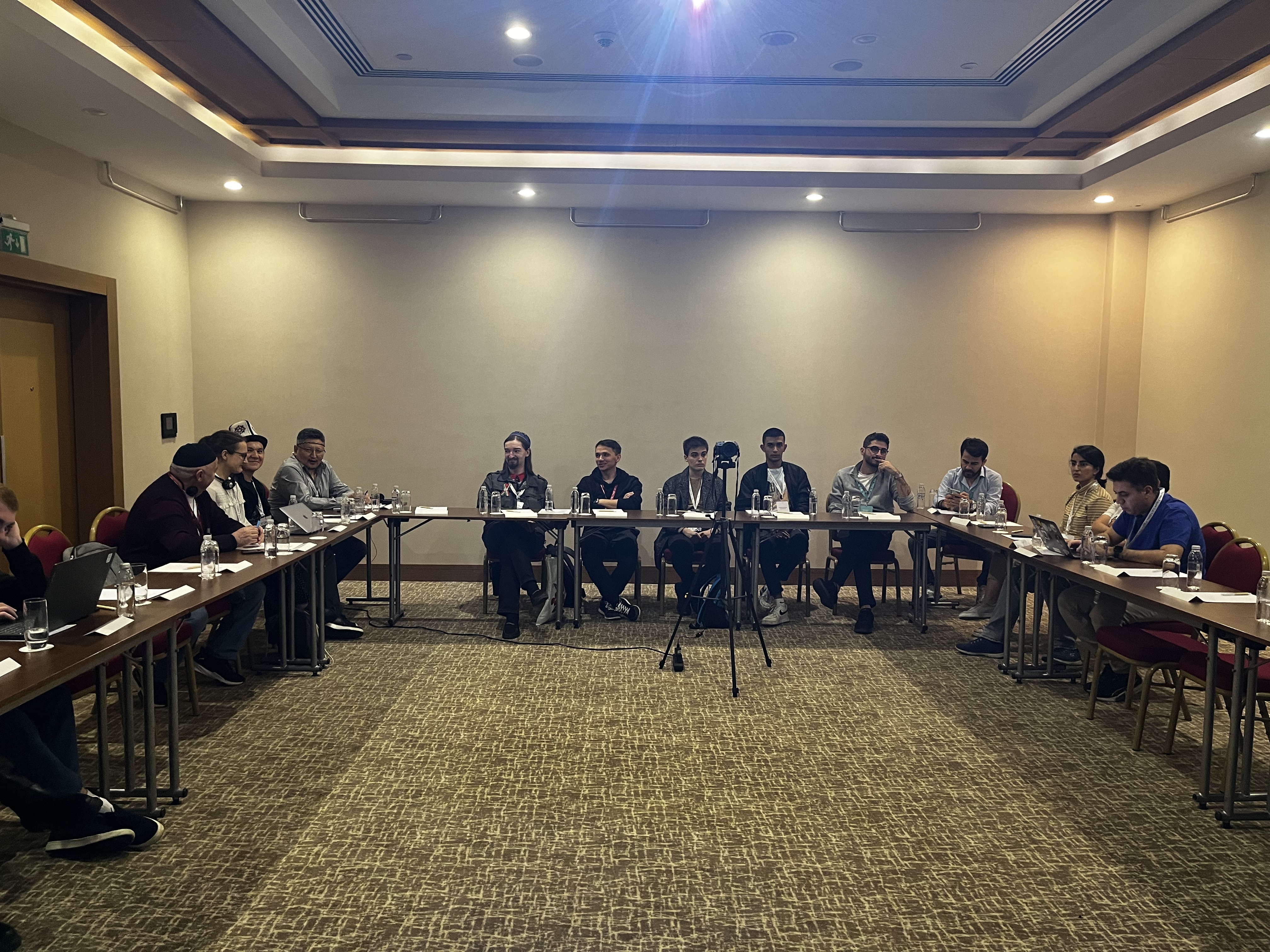 Diverse team of professionals in training session